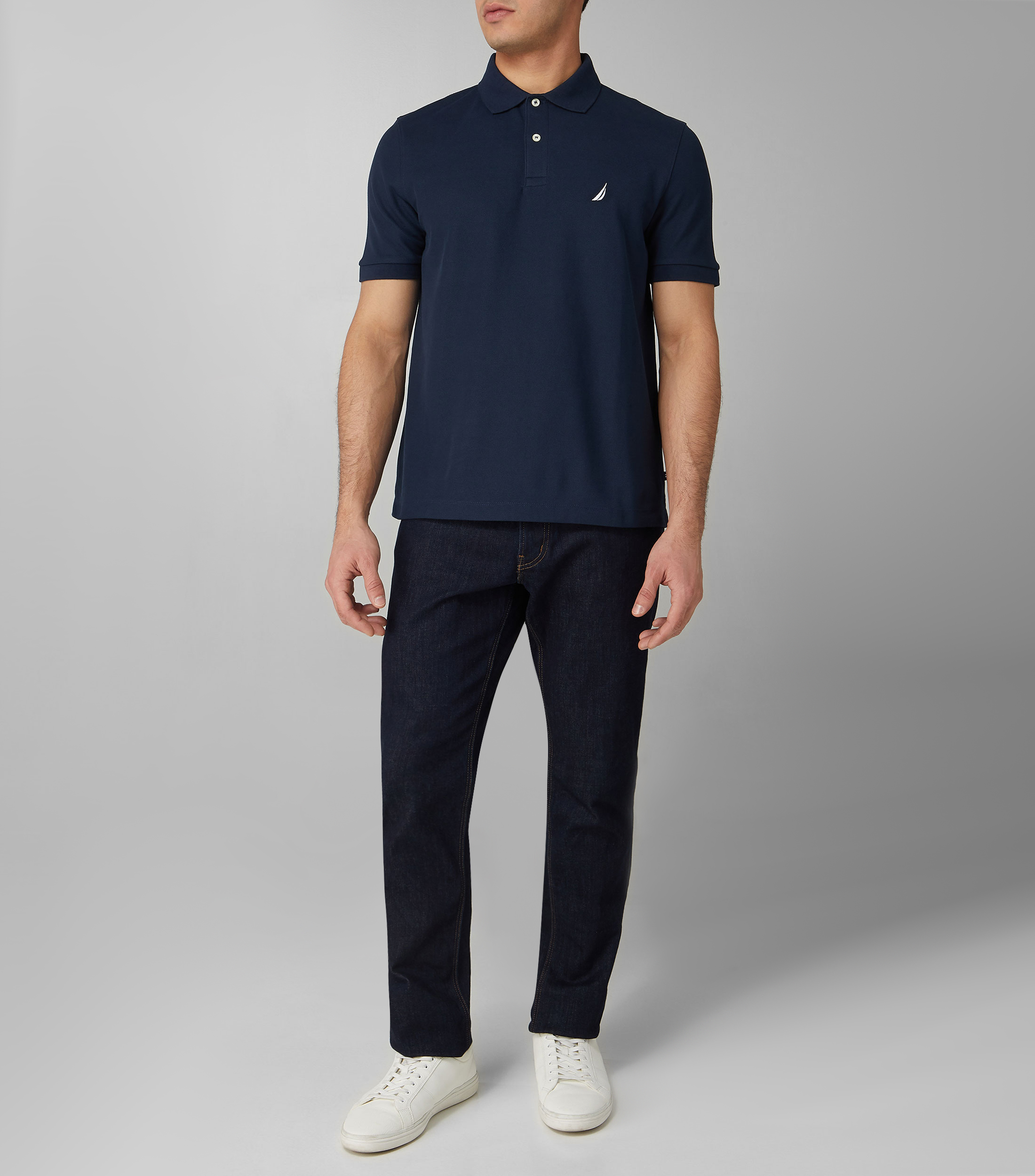 Playera tipo Polo azul marino de manga corta Hombre